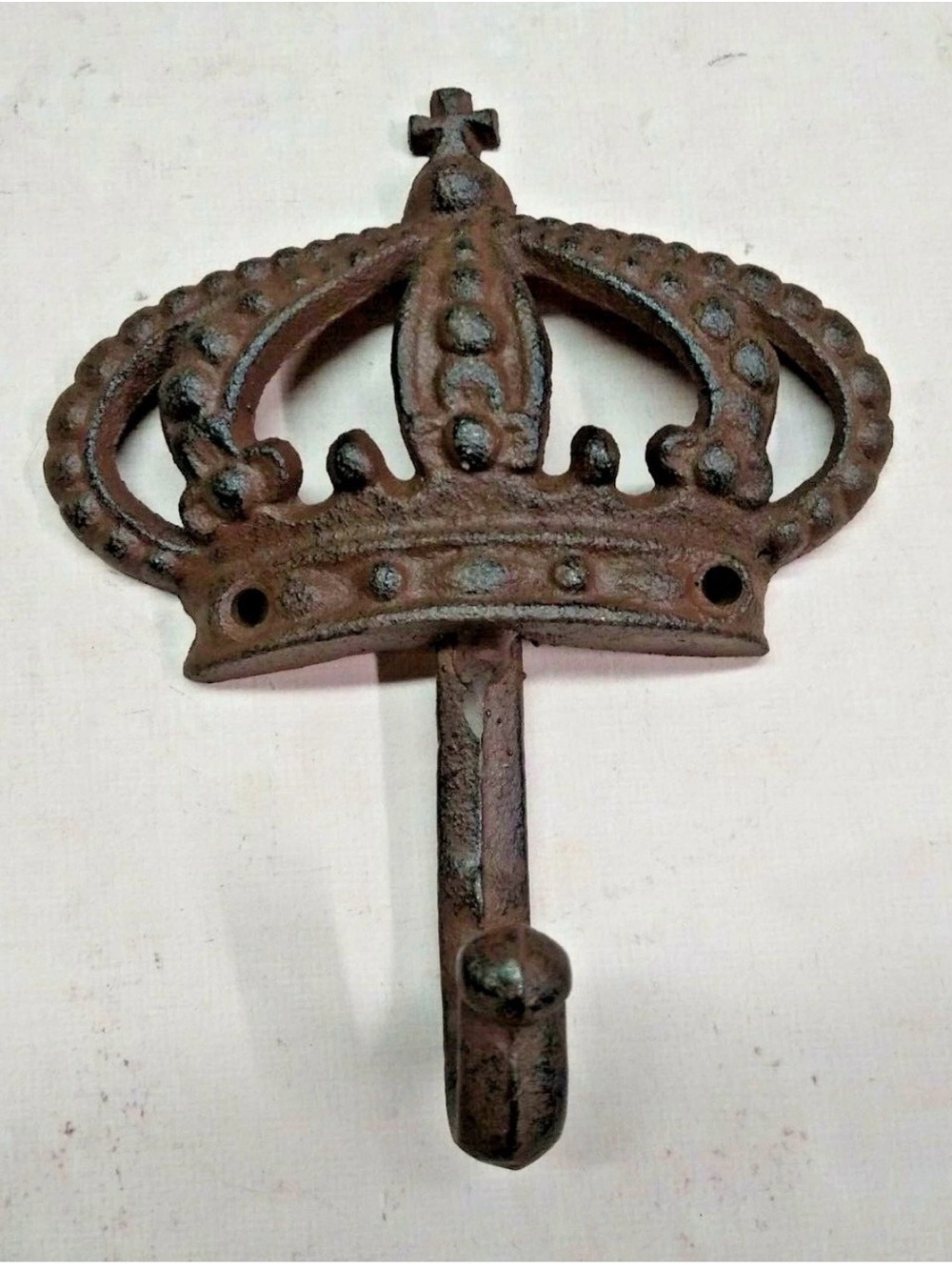 Rustic Crown Wall Hook - Brown Cast Iron